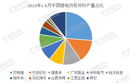 中國鋰電負極材料產(chǎn)量（1-8月）TOP10排名出爐